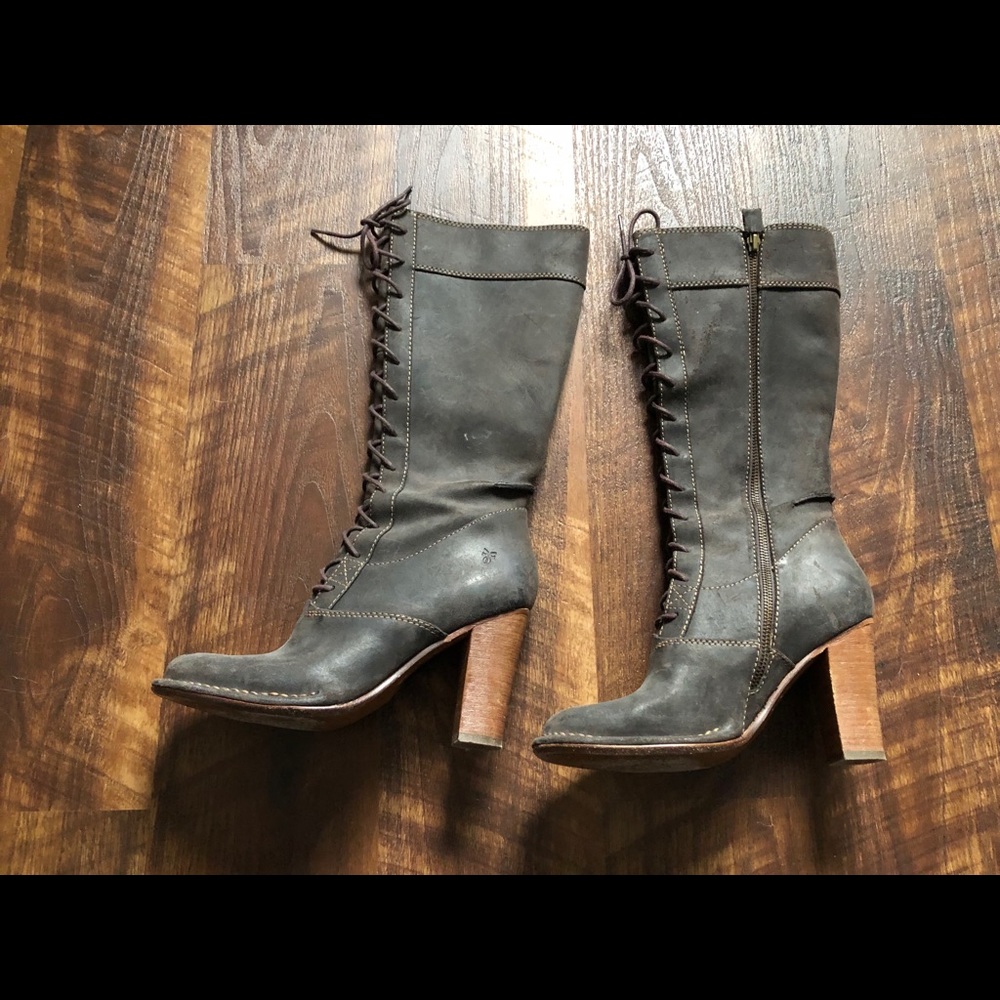 Frye Villager Lace Up Heel Boots